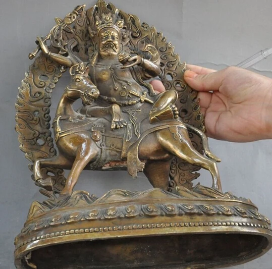 511+++ 1" Тибетский Бронзовый буддистский Joss Palden Lhamo Deity Vajra статуя Верховая езда Будды