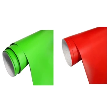 

2 Pcs Vehicle Wrap Vinyl Film Sticker Air/Bubble Free Self Adhesive , Red & Grass-Green