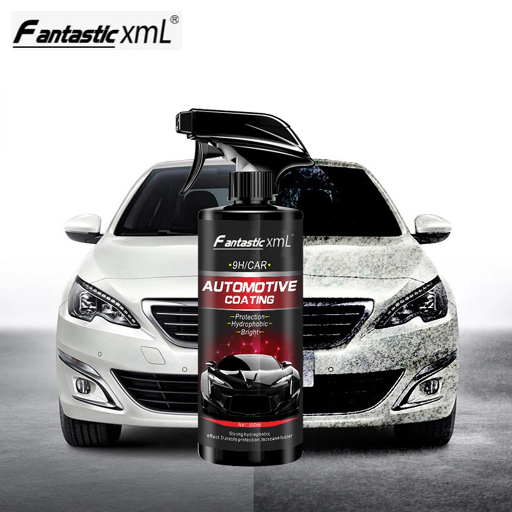 Car Coating Spray Car Coating Agent 500ML Auto 9H Ceramic Coating Nano Glass Plated Crystal Liquid Hydrophobic Coating Waterproof Polishing Agent Paint 9H Hardness