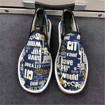 

Casual Mens Vulcanize Shoes Slip-On Men Shoes Rubber Loafers Round Toe New Fashion Canvas Spring Autumn Male Flats Mens Shoes