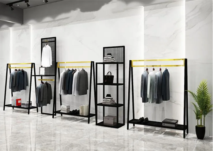 

Clothing display shelf floor type men's clothing shelf middle island shelf combination men's clothing rack