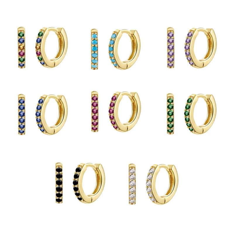 Ofertas Especiales ROMAD-Pendientes de aro pequeños de Plata de Ley 925 para mujer, circonita con color de arco iris, joyas aros circulares azules turquesa, Plata dmx5MndYzqX