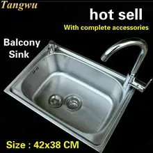 Лидер продаж 304 нержавеющая сталь мини балкон кухонная раковина в обычной маленькой с одним гнездом 42x38 см