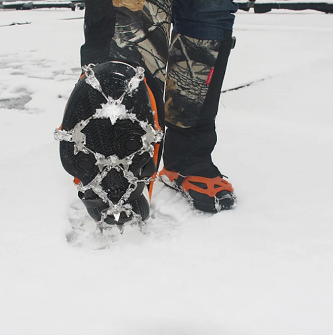 1 Pair 19 Teeth crampons Non-slip Ice Snow Climbing Anti-slip Shoe Covers Spike Cleats Crampons Anti-slip Overshoes Lsize
