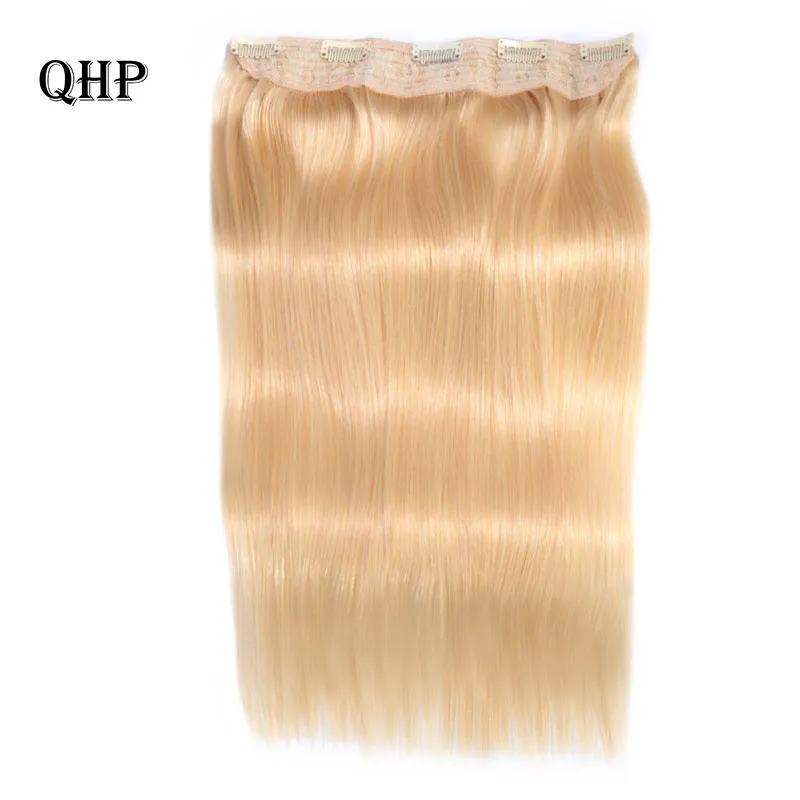 Long  Hair Straight  Clip In Human Hair Extensions #1#1B #4 #8 #613 #27 #32 Remy Hair 5 Clips in 1 piece Human Hair
