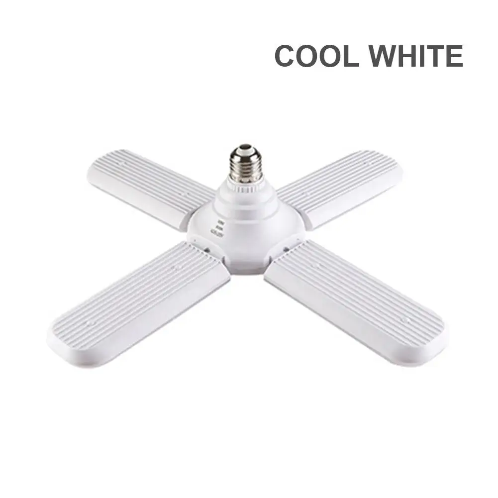 Cool white AUGKUN четырехлистный складной светильник деформируемый светодиодный светильник для гаража 60 Вт E27 Универсальный складной потолочный светильник для цеха холодный теплый белый - Испускаемый цвет: Cool white