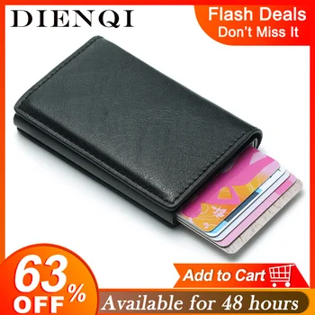 DIENQI Rfid держатель для карт мужские кошельки сумка для денег Мужской винтажный черный короткий кошелек 2020 маленькие кожаные тонкие Кошельки Мини кошельки тонкие