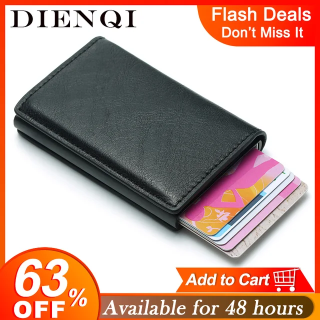 DIENQI Rfid держатель для карт мужские кошельки сумка для денег Мужской винтажный черный короткий кошелек 2020 маленькие кожаные тонкие Кошельки Мини кошельки тонкие