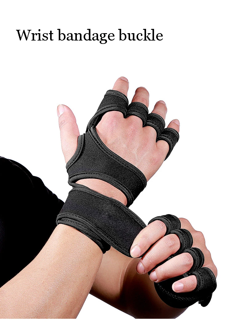 Gym Fitness Gloves Hand Palm Protector with Wrist Wrap Support Crossfit Workout Bodybuilding Power Weight Lifting (6)