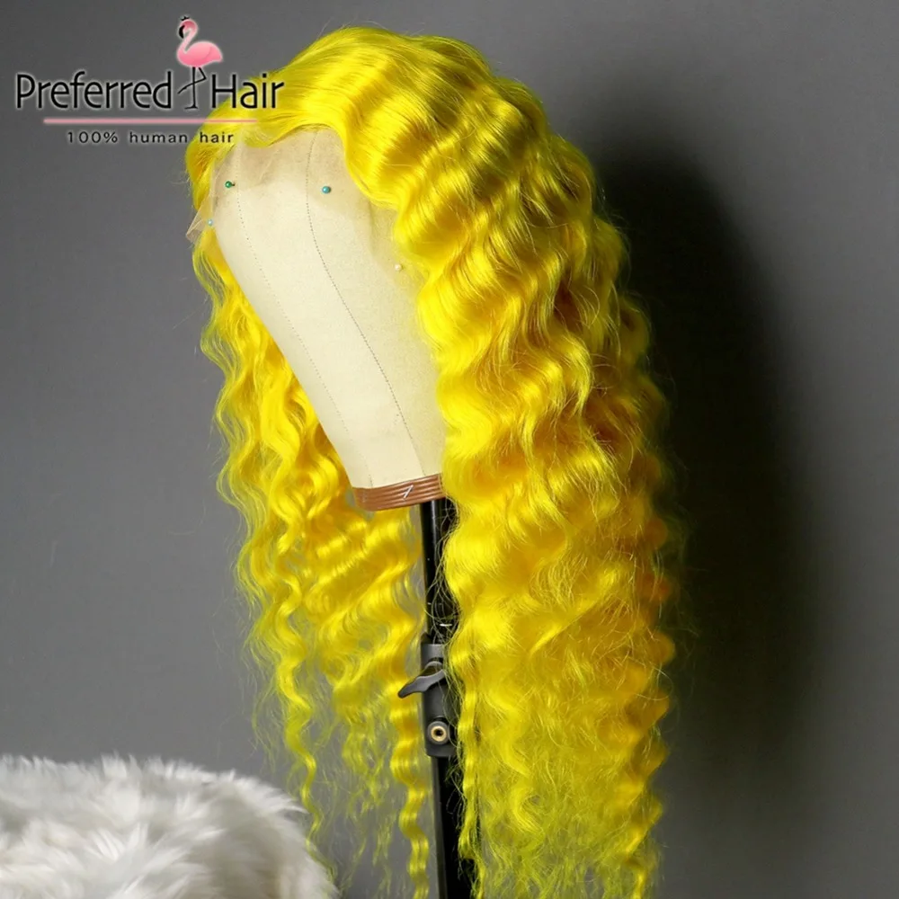 Preferred13x4 Remy Омбре кружевной передний парик предварительно выщипанный желтый волнистый парик бразильские кружевные передние человеческие волосы парики для черных женщин