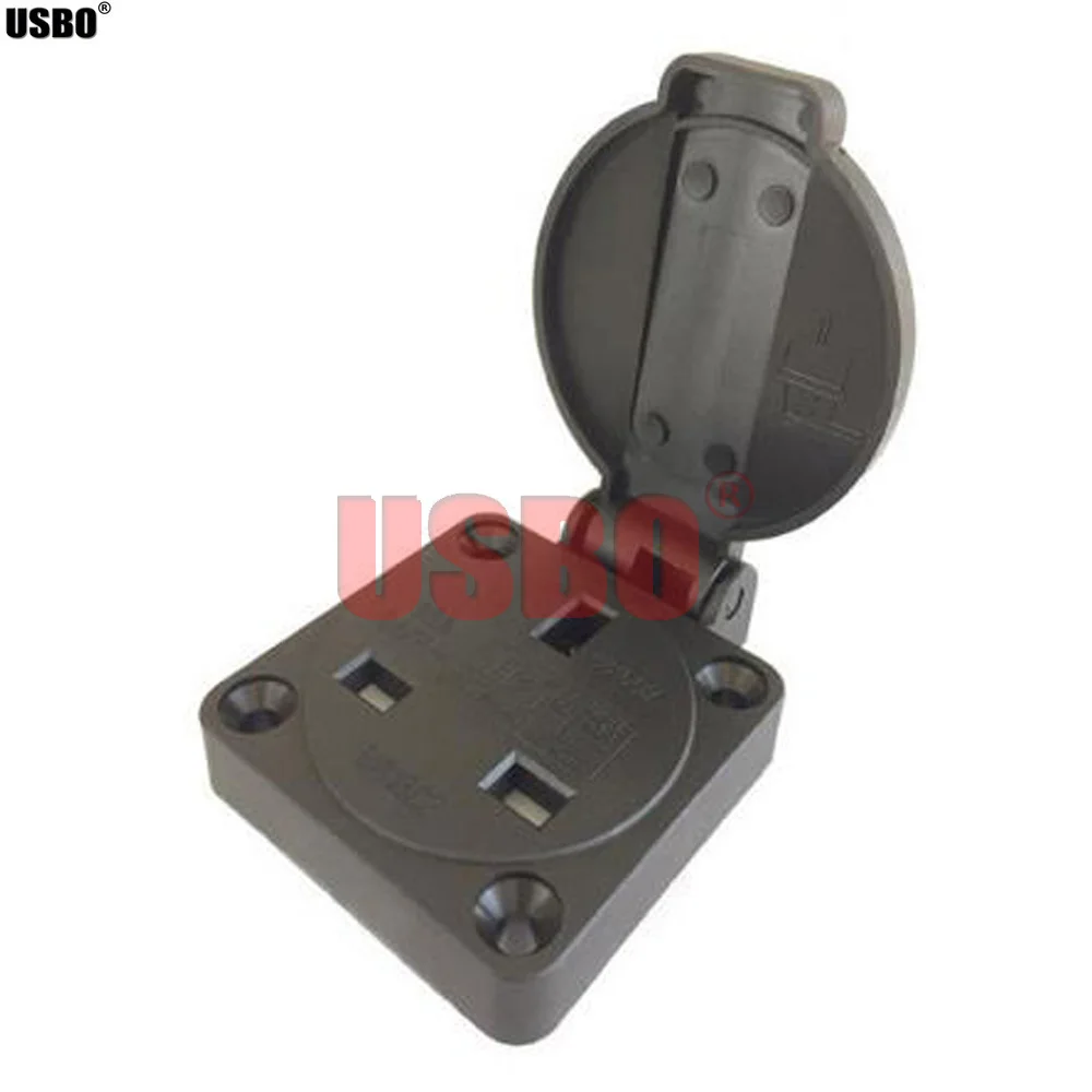 산업용 커넥터 전원 소켓, 블랙 블루 구리, 13A, 250V, IP44, 영국, 홍콩, 싱가포르, 방수 소켓, 50x50mm, 1 개
