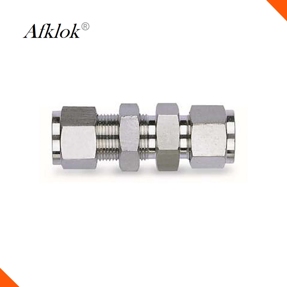 Stainless 3/4 inch compression 2 way bulkhead union ferrule fitting