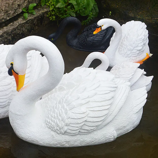 Kültéri Szimuláció Úszó Víz Hattyú Gyanta Szobor Kerti Medence Figurák Dekoráció Park Fűlakos Díszek Kézművesek - Image 5
