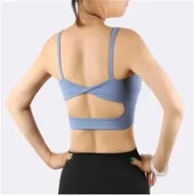 Модный спортивный бюстгальтер для женщин, одежда для йоги, со спинкой, ударопрочный бесшовный спортивный бюстгальтер, женское нижнее белье, майка для тренажерного зала