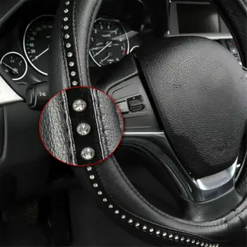 

Smooth Steering Wheel Cover PU Leather Steering Wheel Cover With Rhinestone