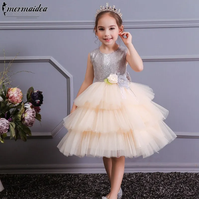Летняя детская одежда; CostumeFashion; платье принцессы с цветочным узором для девочек; платье с блестками и большим бантом на спине для свадебной вечеринки; детская юбка-пачка; подарок