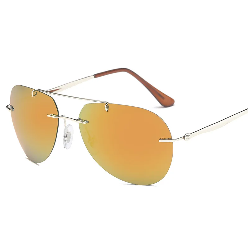 HBK, поляризационные солнцезащитные очки без оправы, ультралегкие, без оправы, для вождения, для пилота, солнцезащитные очки, Oculos De Sol, UV400, подарок, PM0077 - Цвет линз: C8 Gold.OrangeRed