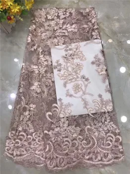 

Gorgeous pattern French net lace fabric nice Tulle lace fabric with sequins for fashion lady dress PDN670