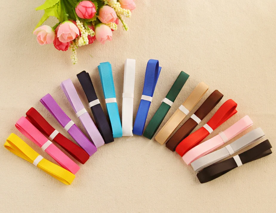 

solid color 9mm grosgrain ribbons 100% polyester printed ribbon total 16 colors 10 meter per color