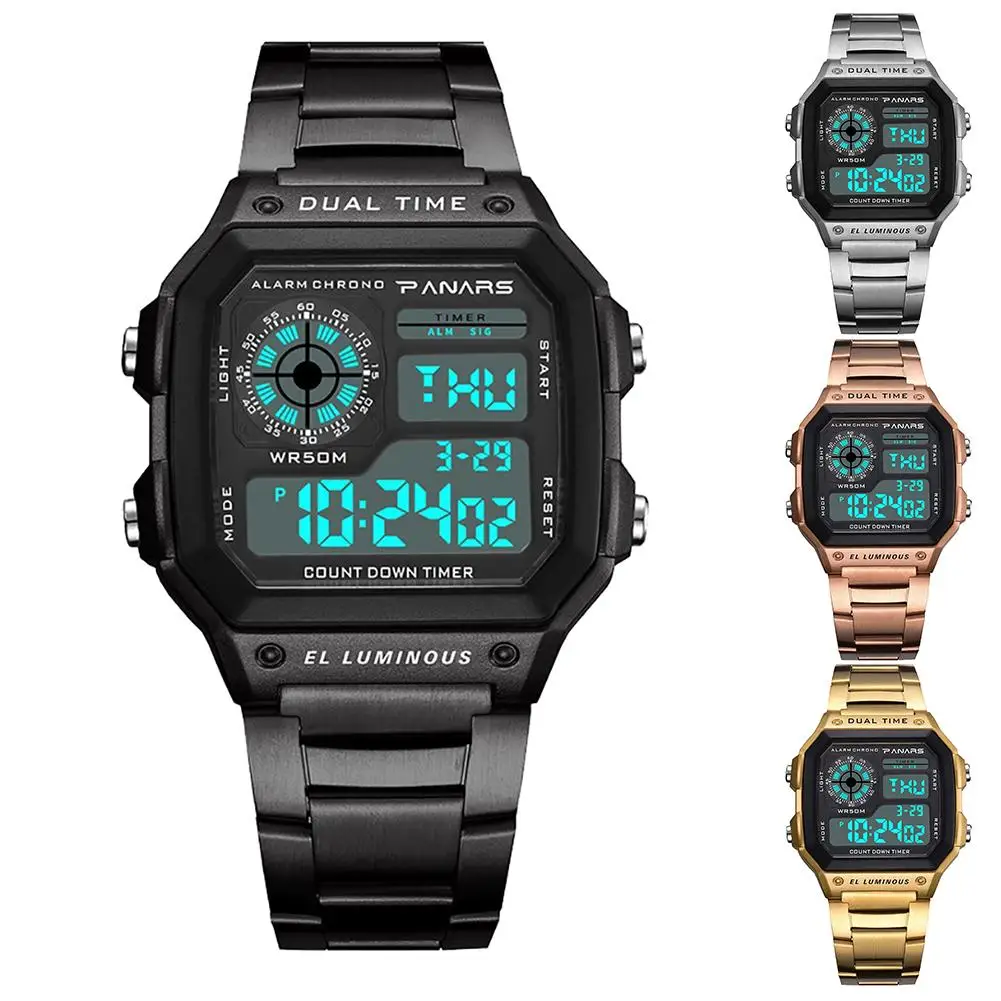 

Men Electronic Waterproof Square Dial Dual Time Calendar Outdoor Wrist Watch HOT New Mas-culino Fashion Men's Watch Large Dial M