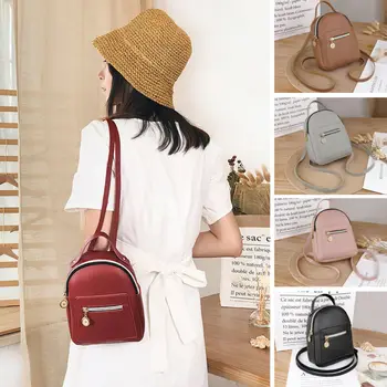 

Women Mini Backpack PU Leather Shoulder Bag Teenage Girls Kids Multi-Function Small Bagpack Female Ladies School Backpack