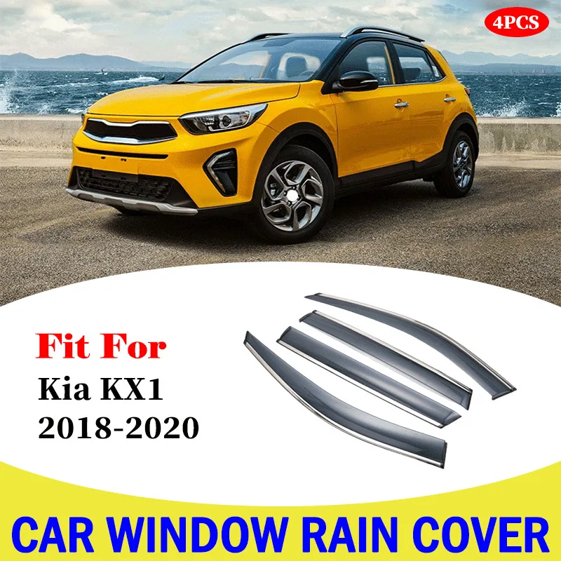 

4Pcs Car Window Deflectors Wind Deflector Sun Guard Rain Vent Visor Cover Trim Car Accessories Parts For Kia KX1 2018-2020