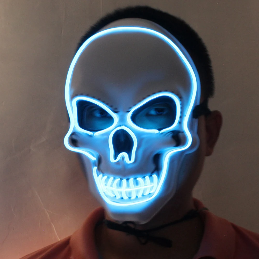 Белая светящаяся маска с черепом светодиодные маски на Хэллоуин холодсветильник