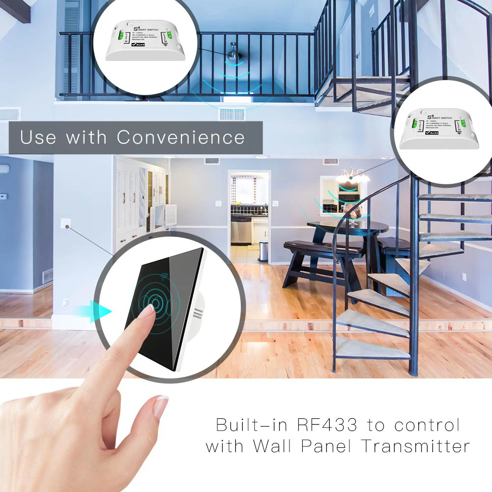  WiFi Smart Wall Switch No Neutral Wire Needed Wireless Smart Life Tuya Remote Control Single Fire W - 4000155389090
