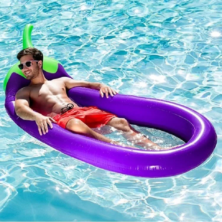

Large Inflatable Adult Environmentally Friendly Purple Inflatable Eggplant Network Floating Bed, Inflatable Eggplant Loungers Fl