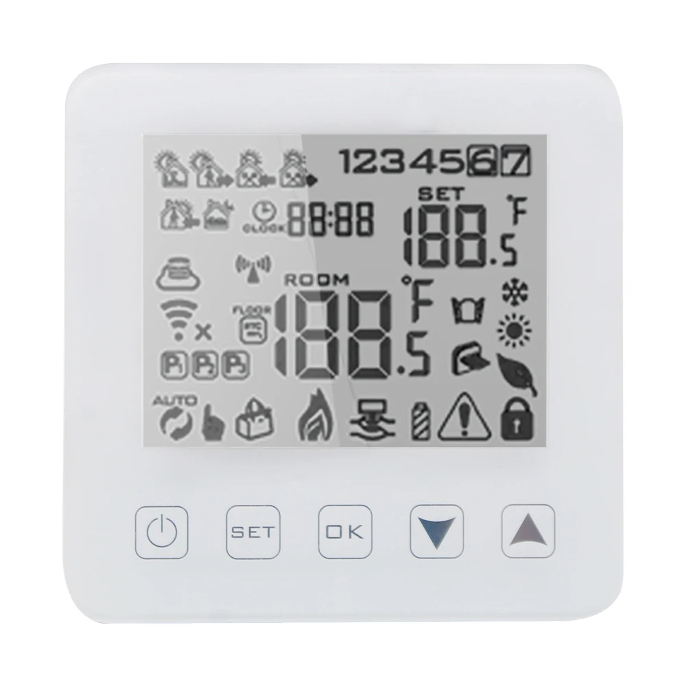 

Alexa Programmable Smart WiFi Thermostat for Water/Gas Boiler Heating Floor Touchscreen Room Temperature Controller