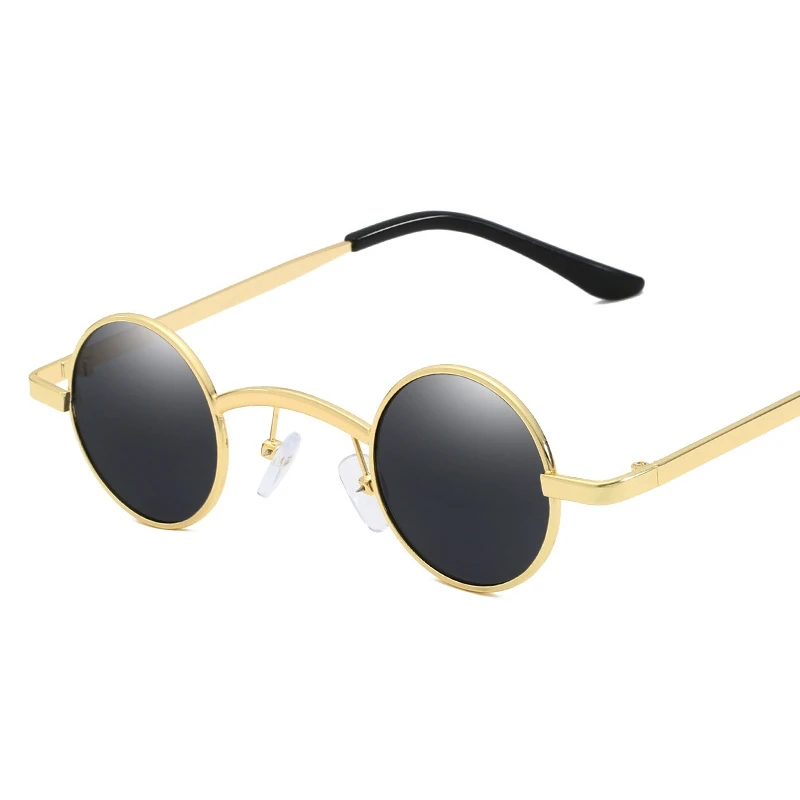 Oculos Quadrado Feminino, круглые маленькие солнцезащитные очки для женщин, мода, хиппи, оттенки, круглые линзы, женские солнцезащитные очки, 90s очки - Цвет линз: C01-Gold-Grey