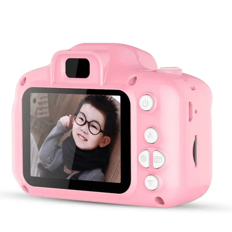 Pink HD детская Камера открытый цифровой мини-Камера, детские футболки с принтом в виде героев мультфильмов, Милая футболка Камера 2 дюймов Подставки для фотографий для детей подарок на день рождения камеры - Цвет: Pink