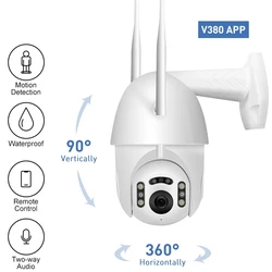 1080p hd ptz ip wifi câmera dome v380 app ip66 à prova dwireless água onvif câmera de vigilância de segurança cctv sem fio ao ar livre