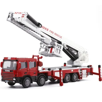 

1:50 Alloy Engineering Vehicles,High Simulation Fire Truck,Fire Ladder,Climbing Car,Children's Educational Toys