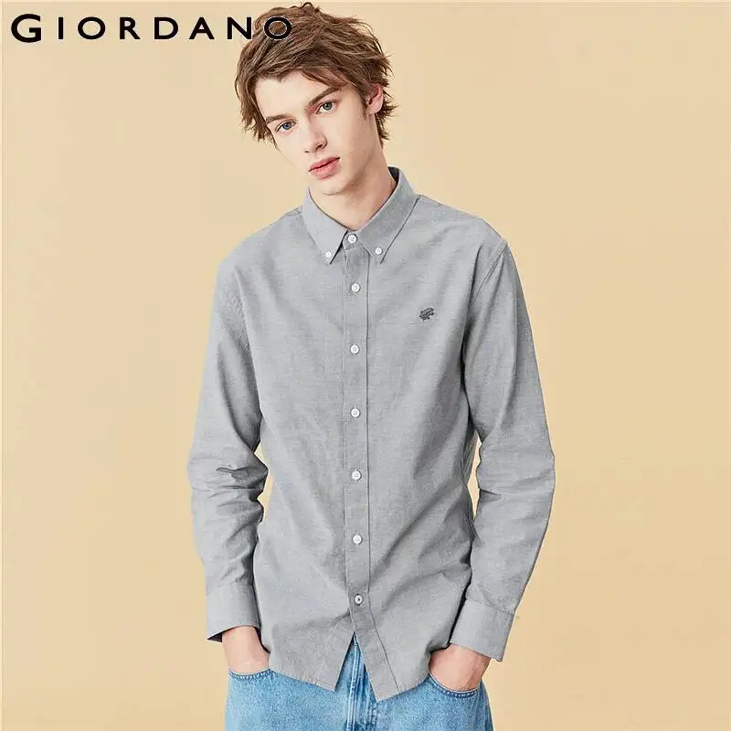 Рубашка Giordano мужская из 100% хлопка Классическая приталенная сорочка ткани