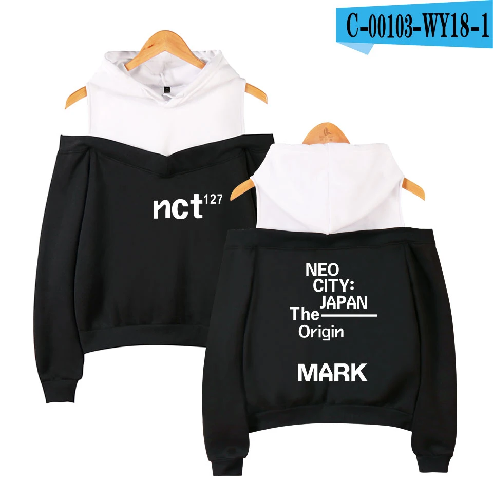 NCT 127 без бретелек с открытыми плечами толстовка женская Корея хит популярные толстовки популярная комбинация толстовка женская одежда - Цвет: 12