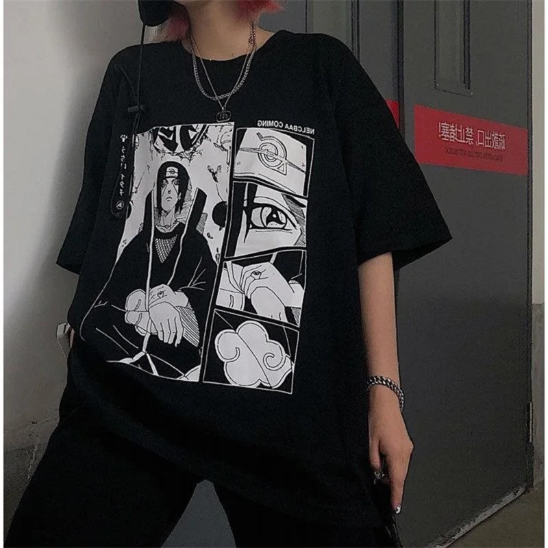Летняя Корейская версия ins Harajuku bf Ретро Уличная пара темный огонь тени аниме печать свободная футболка с короткими рукавами для мужчин и женщин