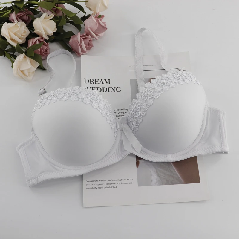 Beauwear Lightly Padded Uplift Bra Underwire Lace Embroidery Smooth Underwear T-shirt Bra Sexy Brassiere Size 36B 38B 40B 42B - Цвет: White