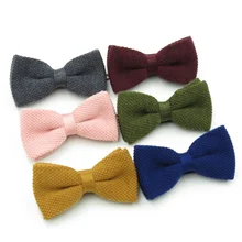 Мужской Британский Ретро стиль модный галстук-бабочка вязаный шерстяной галстук-бабочка двухслойный монохромный толстый галстук-бабочка