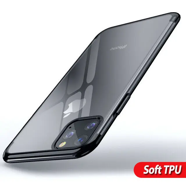 Черный Для Apple iPhone 11 Pro Max XS XR X XS MAX 7 8 6 6S Plus Гибридный Силиконовый мягкий прозрачный чехол-бампер - Цвет: Черный