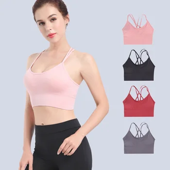 

Women Cross Beautiful Back Bra Bralette 2020 New Thin Shoulder Strap Underwear Shockproof Push Up Seamless Bra With Padded XXL