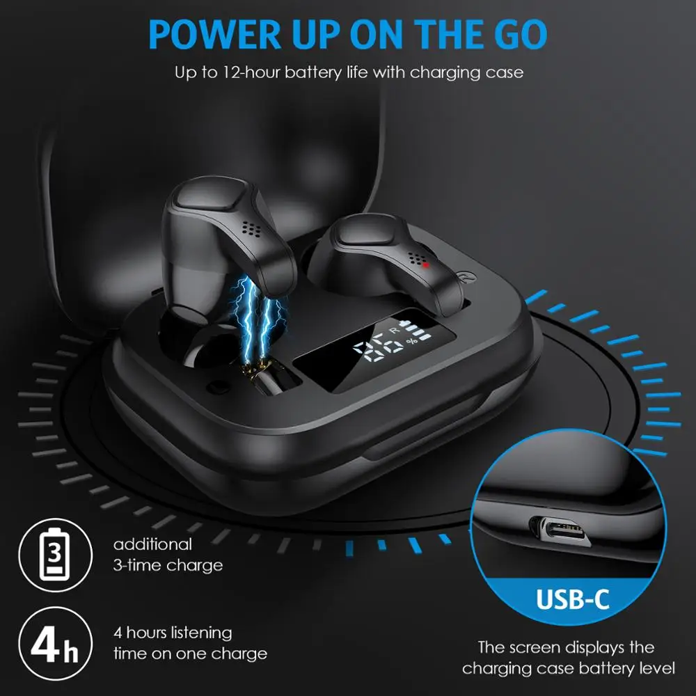 Bluetooth 5 0 Headset TWS Wireless Earphones Mini Earbuds Stereo Headset LED Display For IOS Android Wireless Earphones