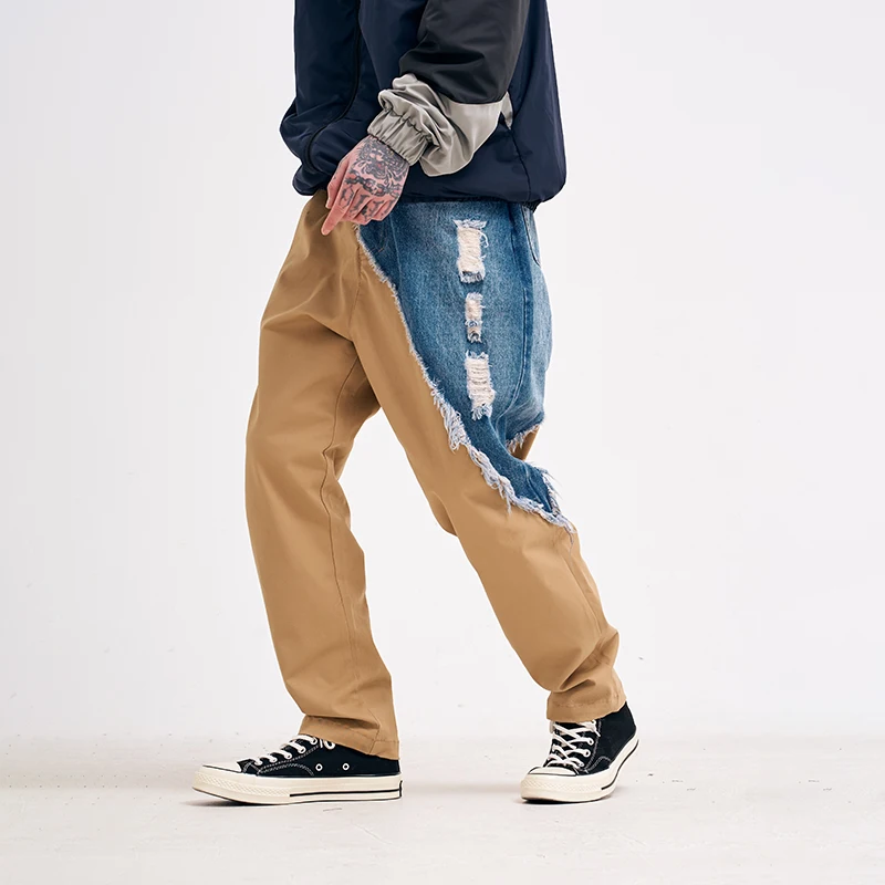 

iiDossan Spring Patchwork Jeans For Men Japanese Streetwear Harajuku Cargo Pants Irregular Oversize Summer Denim Men Trousers