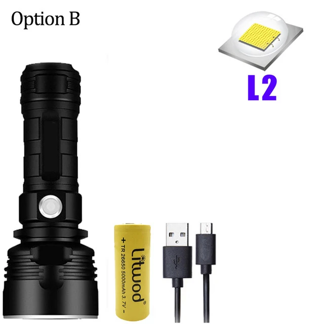Option B Супер мощный светодиодный фонарь XHP70.2 USB тактический фонарь XLM-L2 Лампа вспышка перезаряжаемый фонарь с батареей 26650 для кемпинга рыбалки - Испускаемый цвет: Option B