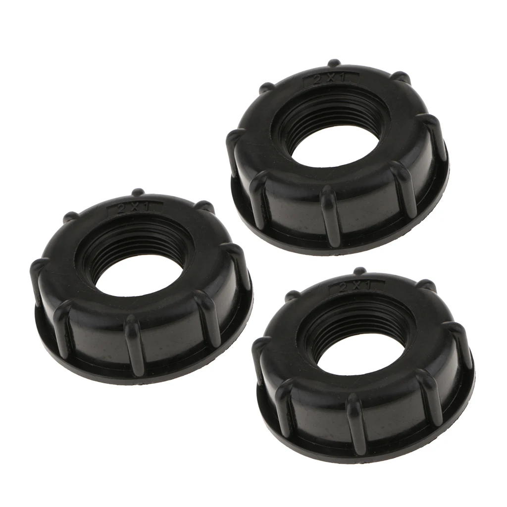 3pcs IBC Tank Adapter (Thick Thread 1-inch) Water Tank Connector Fitting Black