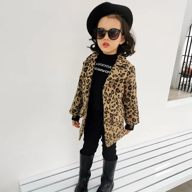 Kids Coat 2020 Autumn Baby Girls Long Sleeve Leopard Fur Windproof Infant Boys Clothes Girl Warm Pocket Fashion Outwear Jacket 5