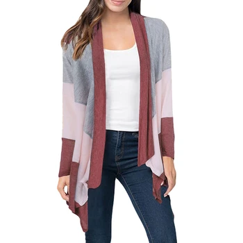 

New Fashion Female Long Sleeve Loose Open Stitch Ladies Women Sweater Casual Women Cardigans Patchwork