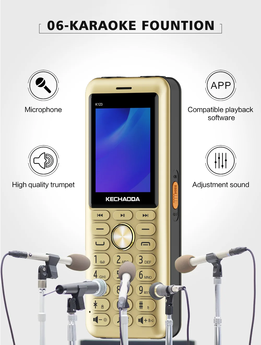 GUOPHONE K1232.8 &quot4 частоты мобильный телефон 3 карты 6000 мАч караоке большая батарея