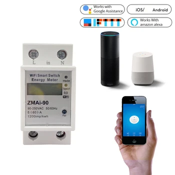 

WiFi Smart Power Meter Switch Power Consumption Energy Monitoring Meter 110V 220V Din Rail Smart Life/Tuya App Remote Control