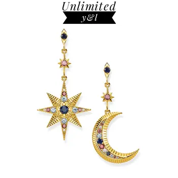 

Moon Star Drop Earrings 925 Sterling Silver Gold Color Boho Blue Stone Dangle Earring Jewelry Women Men Thomas 2020 New Arrivals